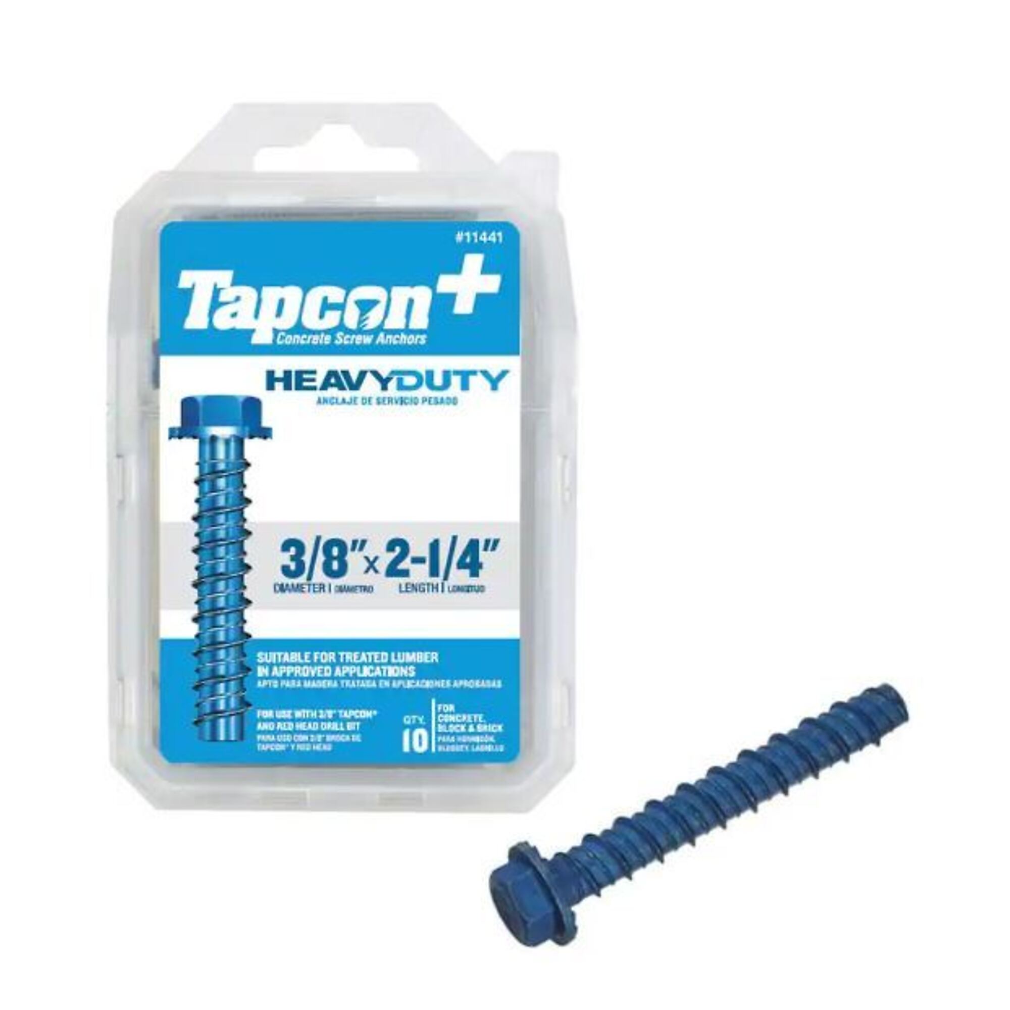Tapcon, 3/8in.2-1/4in. HD SCREW Anchor 10CT, Model# 11441